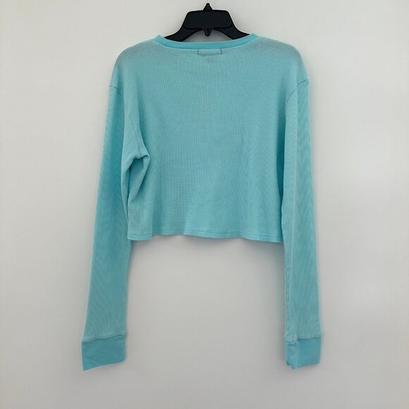 Dolls Kill x Care Bears Blue Cropped Waffle Knit Long Sleeve Top Size 1X Thermal - Picture 2 of 8